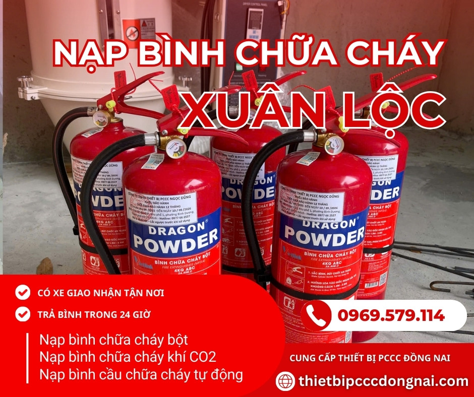 Nạp bình chữa cháy ở Xuân Lộc